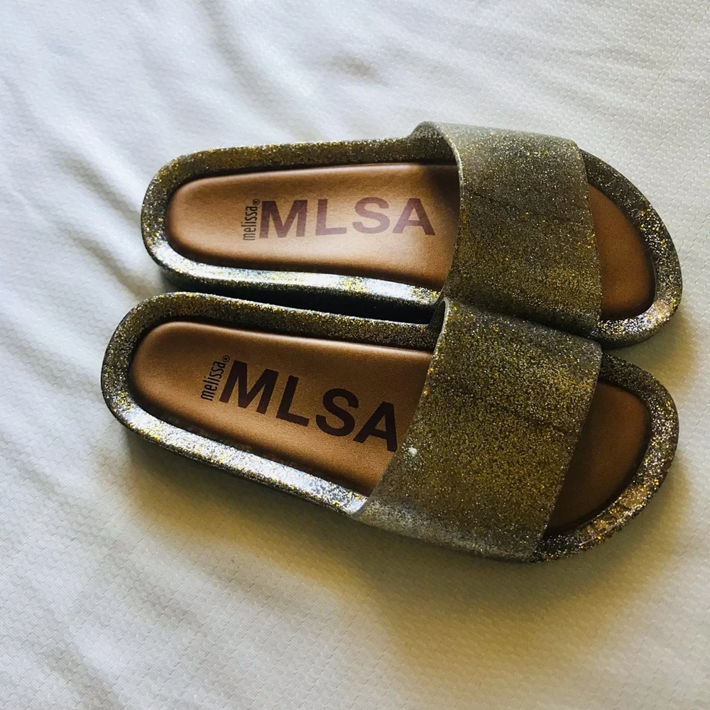 Melissa Kids Glitter Slide Sandals‎ - Gold